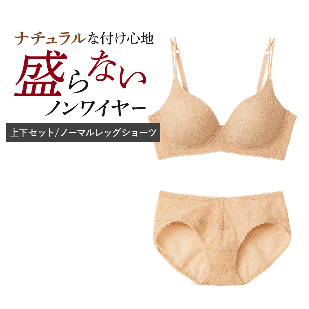 値下げ激美品ＶＩＥＷ　3ミリオールジャーフル Tuche グンゼ GUNZE トゥシェ ノンワイヤーブラジャー 上下セット