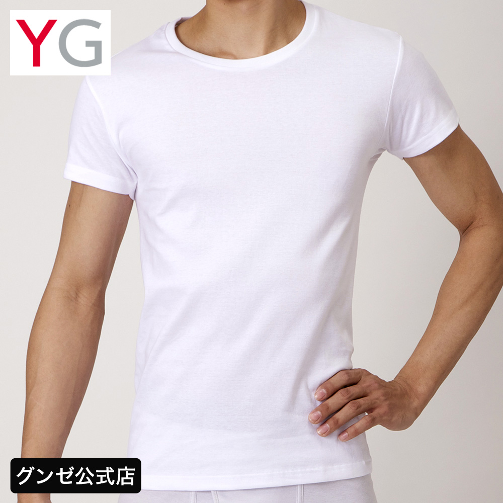 グンゼ インナーシャツ 肌着 メンズ 綿100％ 半袖 丸首 シャツ 年間 クルーネック Ｔシャツ コットン 抗菌防臭 下着 YG
