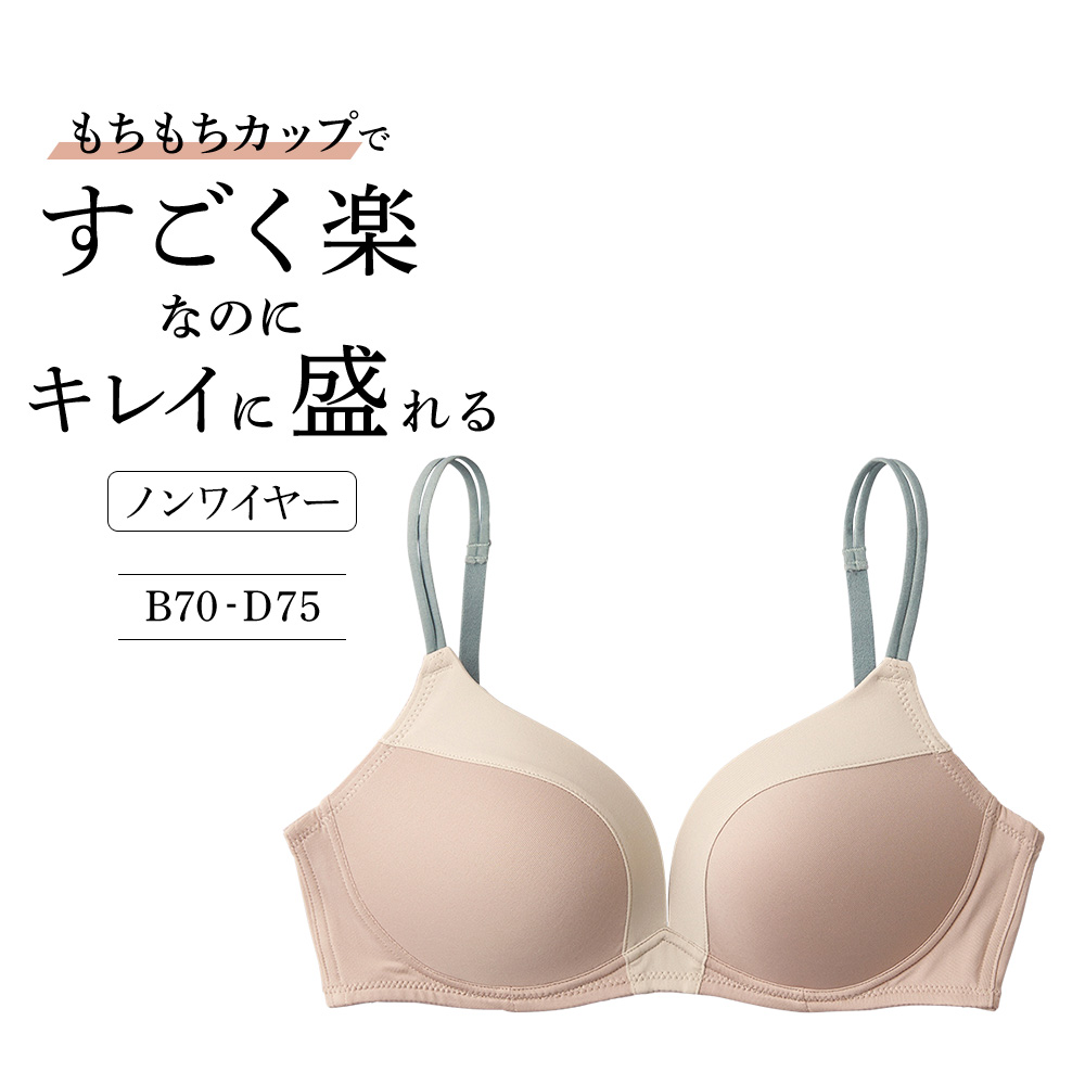 ノンワイヤーブラジャー 26シャンブレーエンブ[フックアイソフトブラジャー(ノンワイヤー