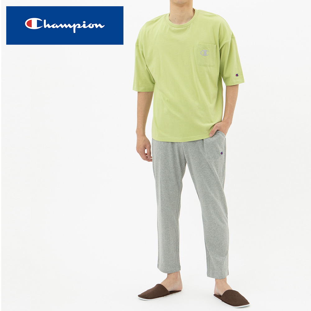 チャンピオン パジャマ ルームウェア メンズ 綿100 半袖 長パンツ Gunze グンゼ Champion Om3092 M Ll 超人気高品質