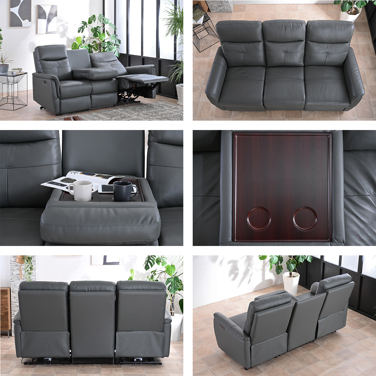 電動ソファ 本革 3人掛け テーブル一体型 USB充電対応 | ブランド登録なし | 10