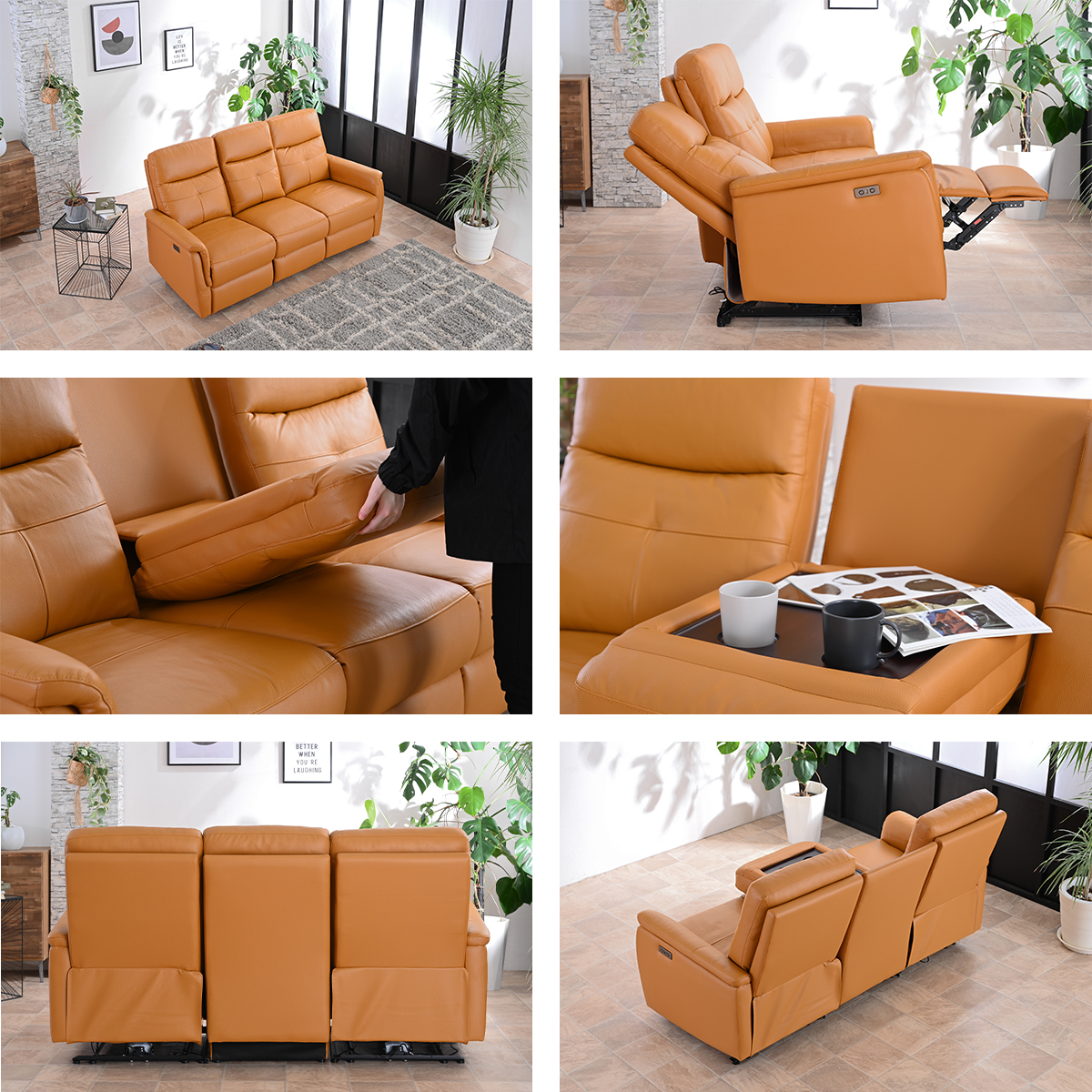 電動ソファ 本革 3人掛け テーブル一体型 USB充電対応 | ブランド登録なし | 11