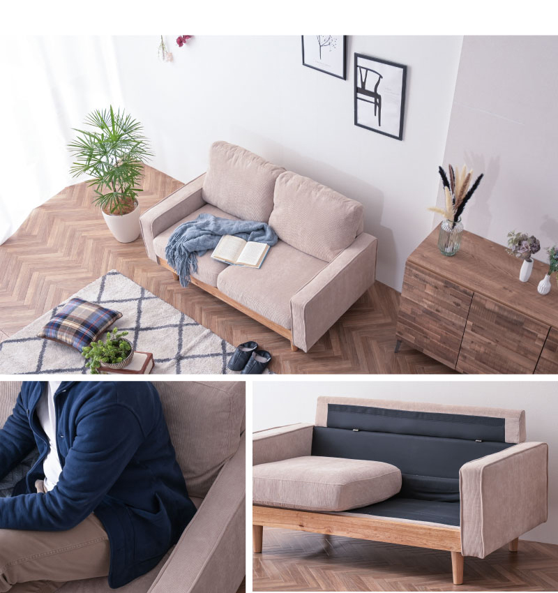 ソファ ソファー コーデュロイ ファブリック 2人掛け 2人掛けソファ 2P