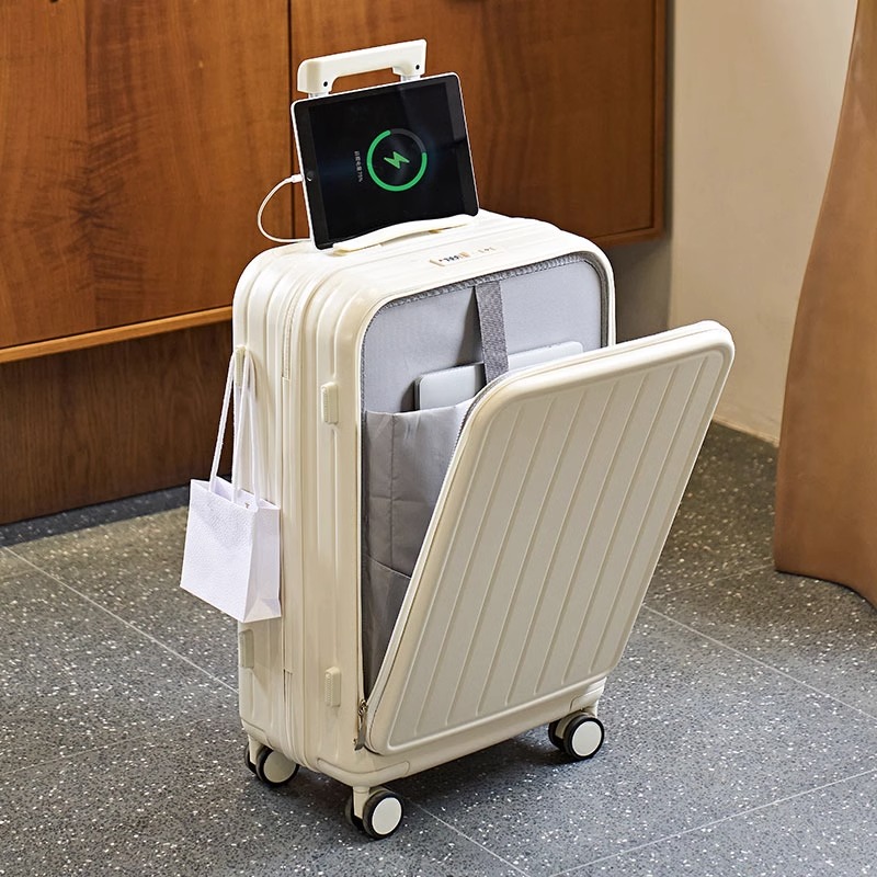 スーツケース キャリーケース 機内持ち込み 多機能スーツケース フロントオープン 大容量 超軽量 前開き USBポート付き カップホルダー付き 43L/69L｜guren｜02