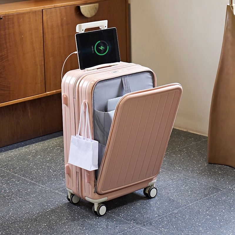 スーツケース キャリーケース 機内持ち込み 多機能スーツケース フロントオープン 大容量 超軽量 前開き USBポート付き カップホルダー付き 43L/69L｜guren｜05
