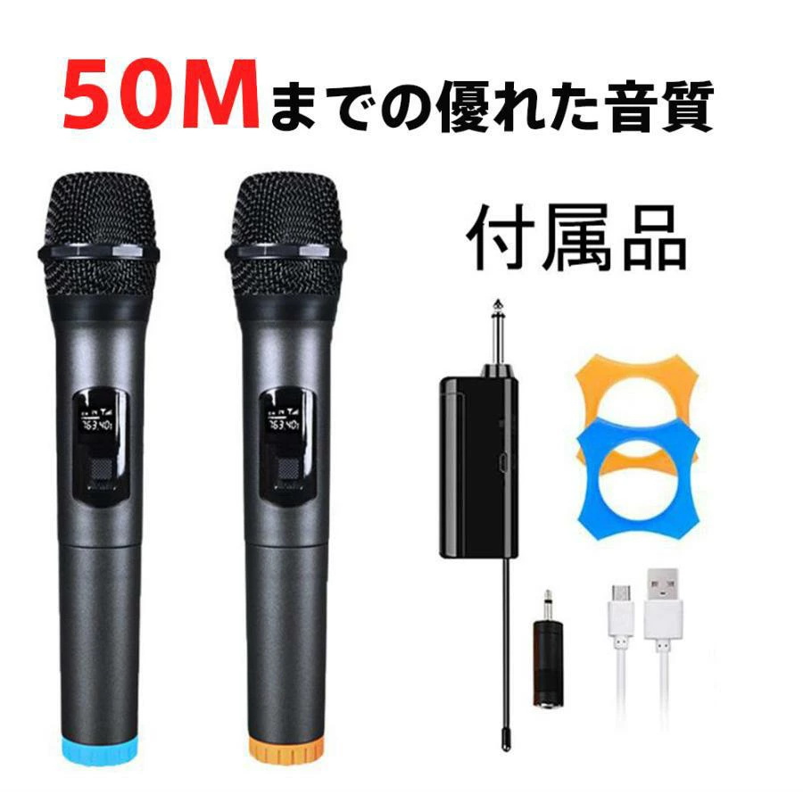 マイク ワイヤレスマイク 無線 カラオケ 2本セット ダイナミック