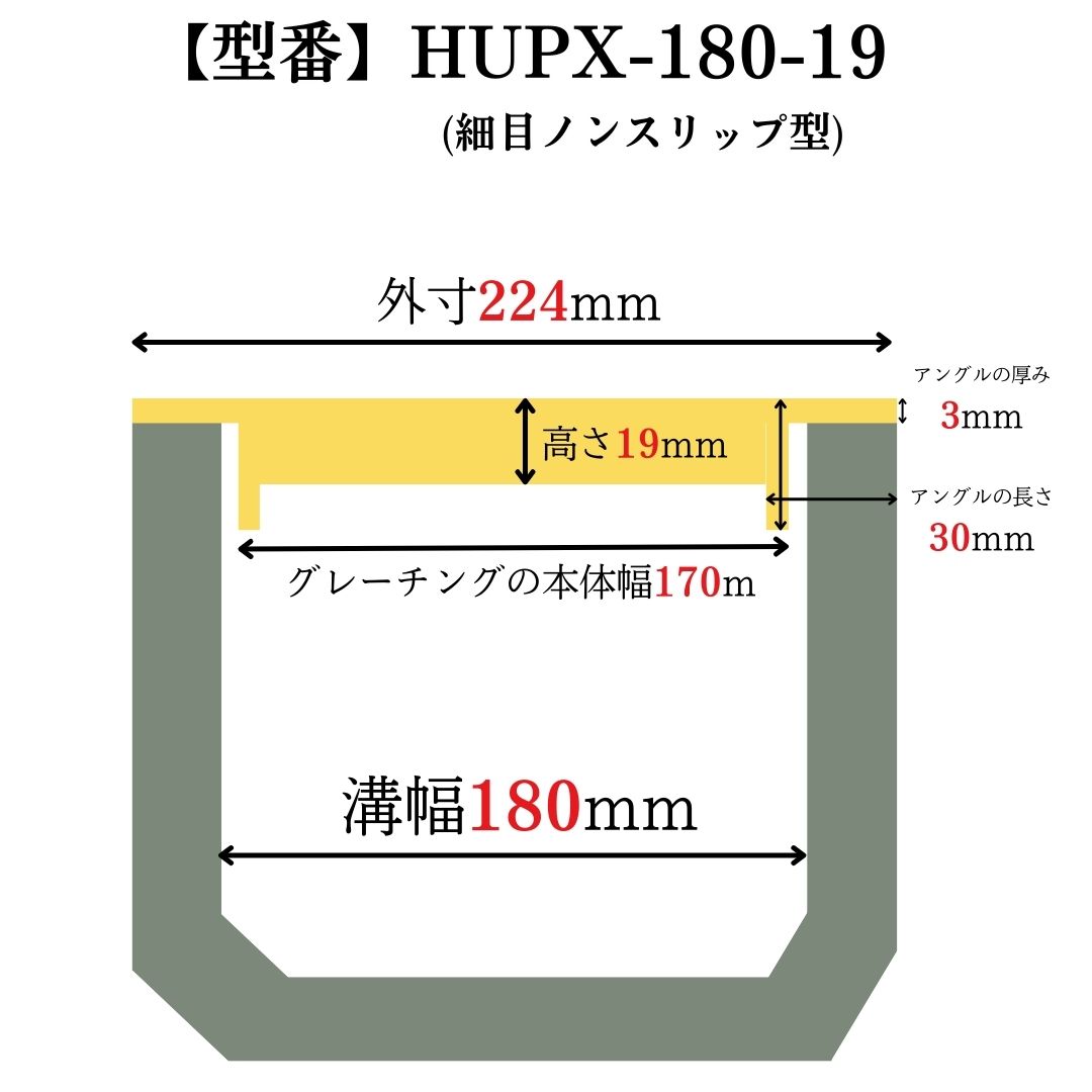 法山本店 グレーチング U字溝 HUPX-180-19 溝幅180mm用 中型トラック