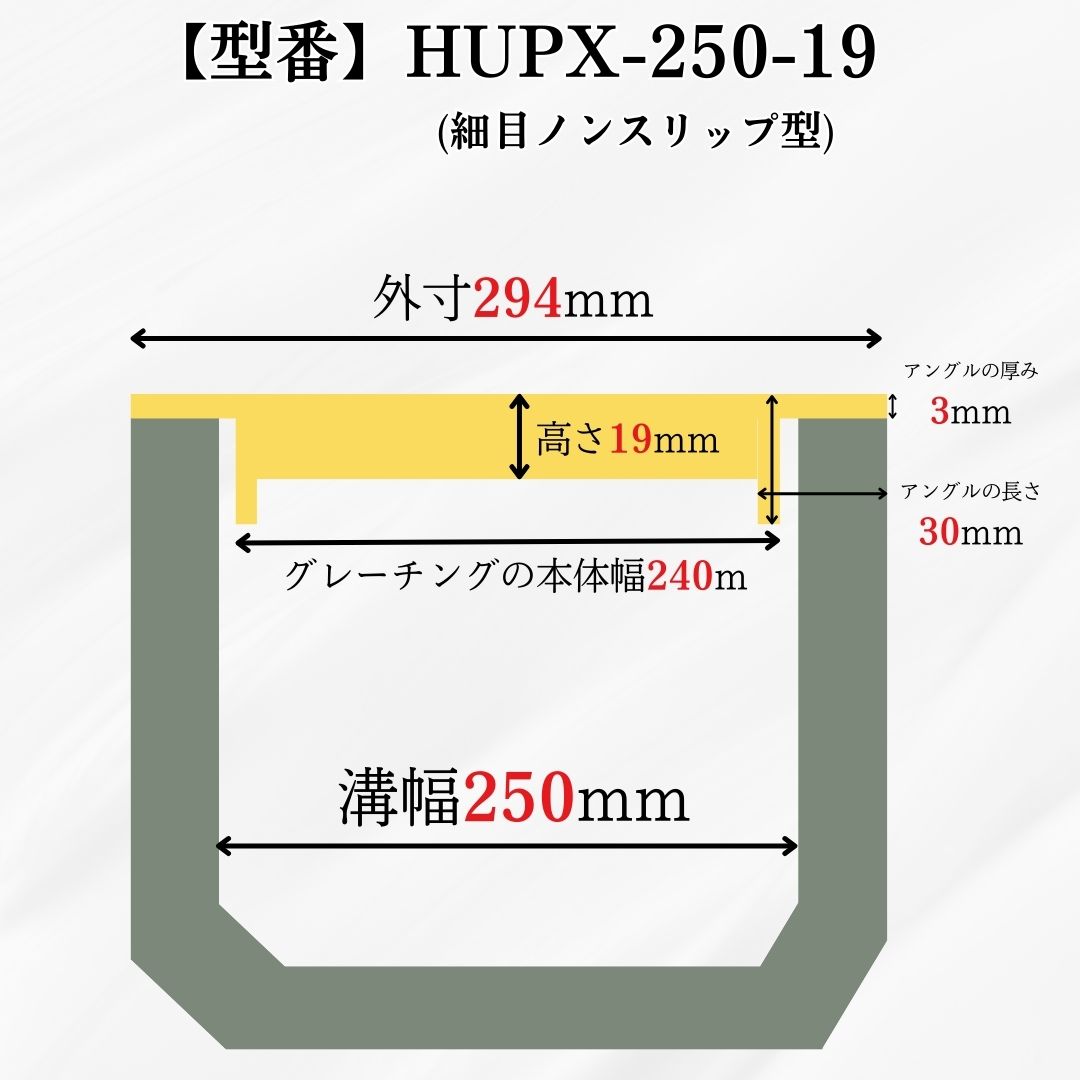 法山本店 グレーチング U字溝 HUPX-250-19 溝幅250mm用 乗用車荷重
