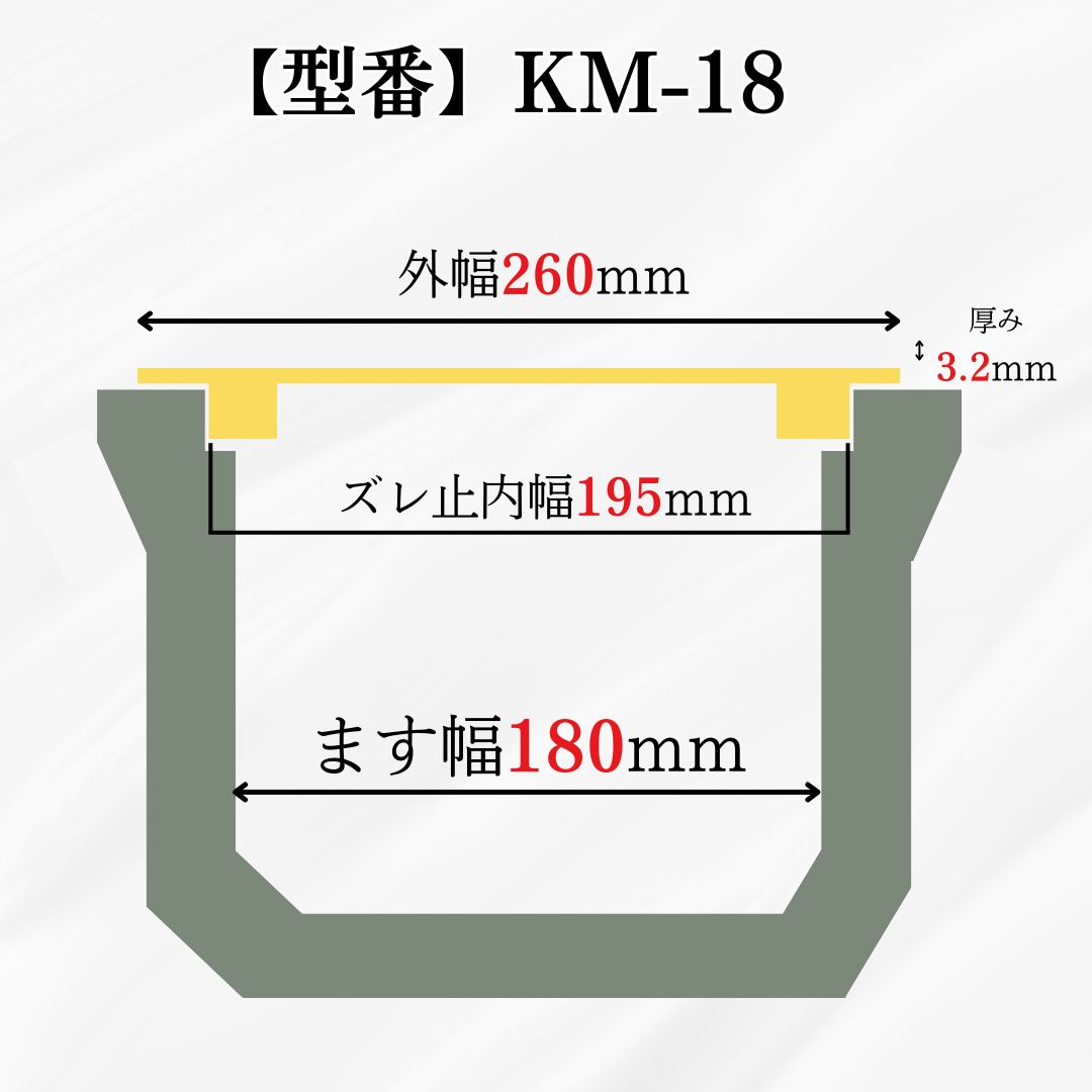 法山本店 縞鋼板 桝蓋 ます KM-18 溝幅180mm用 内幅195mm 外幅260mm 軽