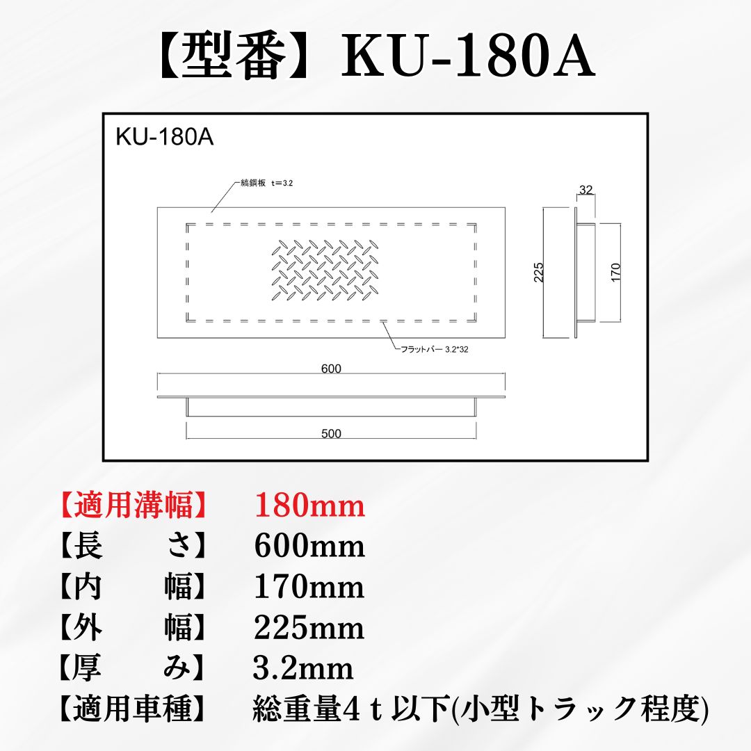 ＼全品ポイント2倍/縞鋼板 溝蓋 U字溝 KU...の詳細画像2