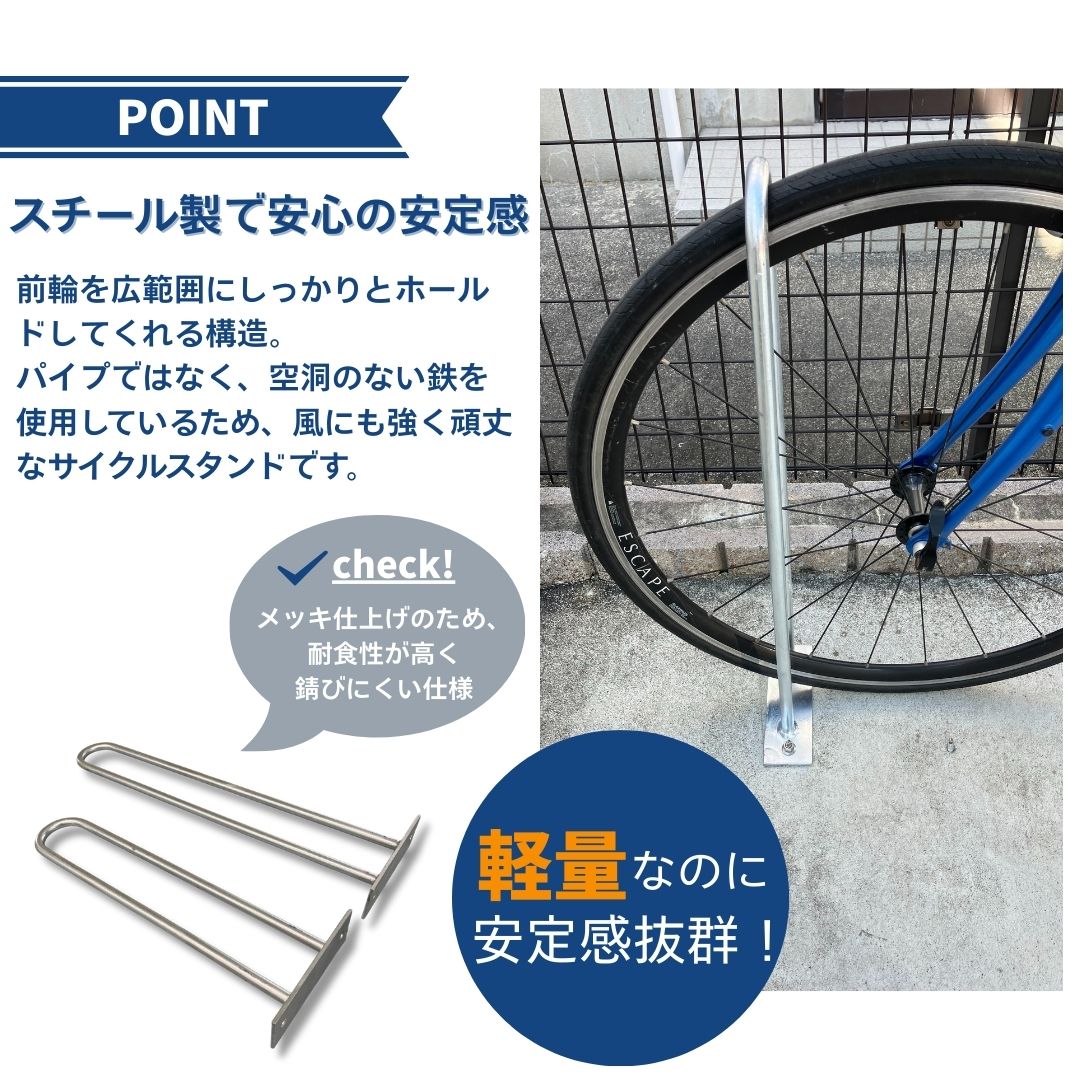 サイクルスタンド アンカー施工用 スチール製 亜鉛メッキ仕上げ 16〜28