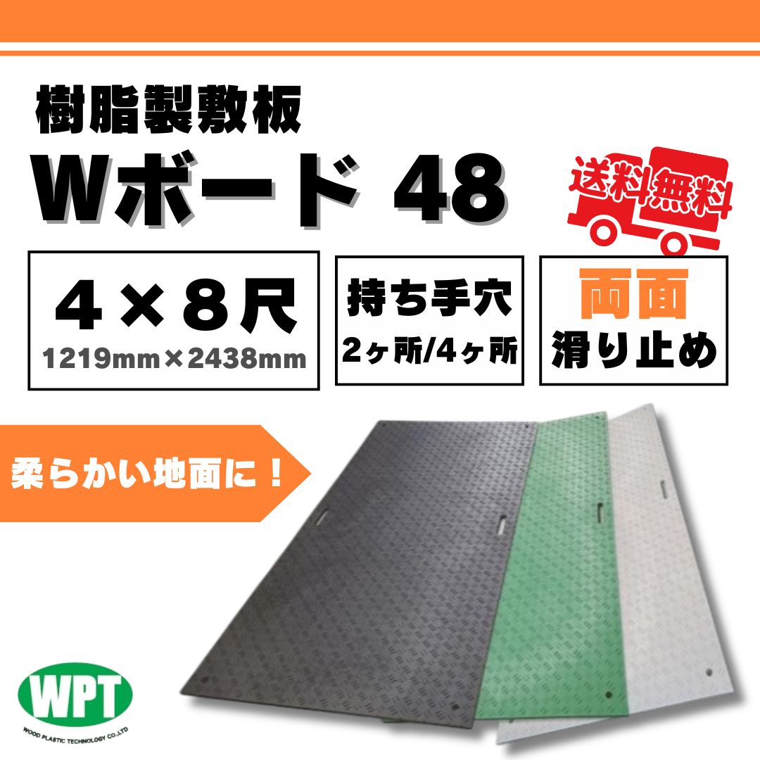 Wボード48 両面凸 4x8寸 1219mm x 2438mm 持手穴2ヶ所 4ヶ所 黒・緑