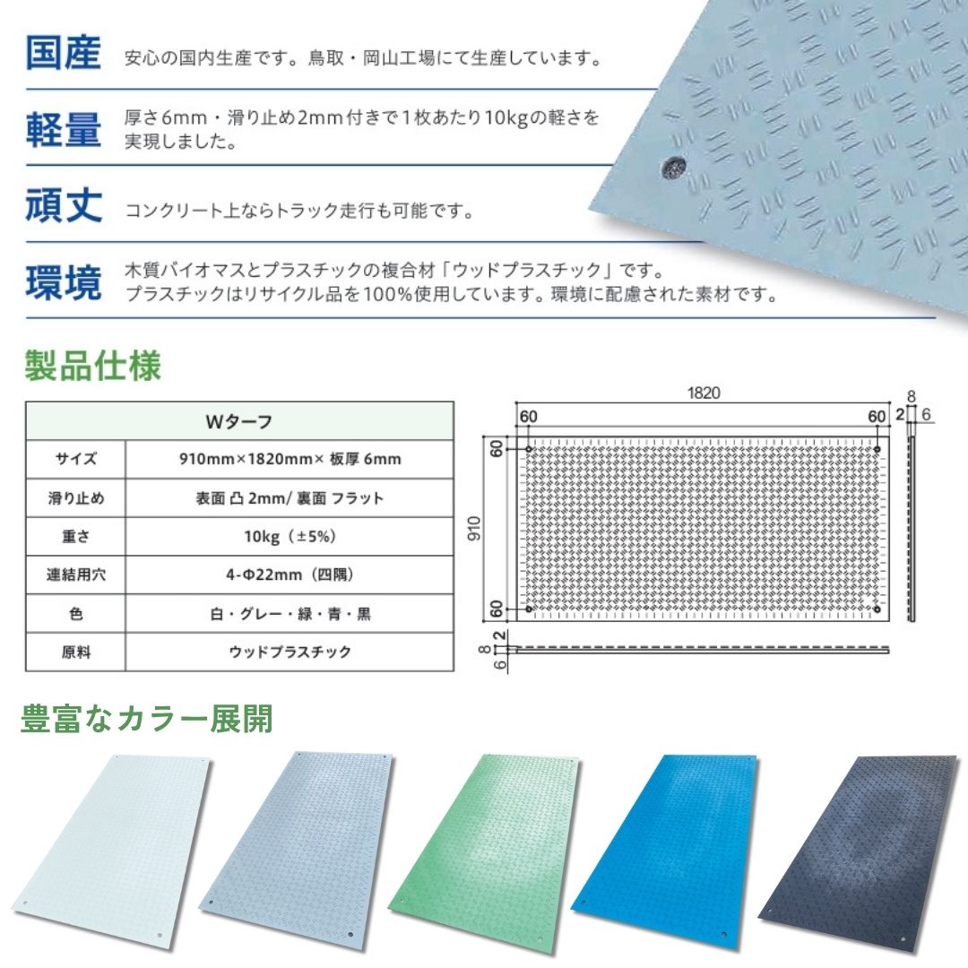 1枚】Wターフ イベント用樹脂製敷板 片面滑り止め 3x6寸 910mm x