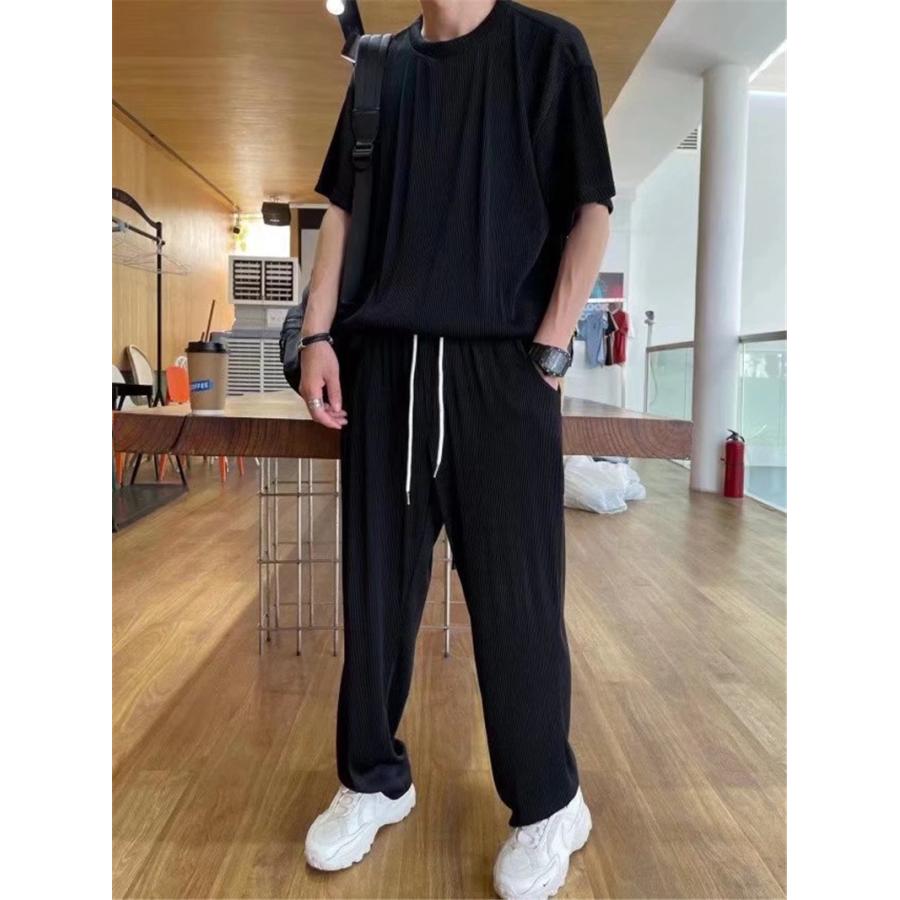セットアップ メンズ 夏服 半袖 ジャージ 上下セット ロングパンツ