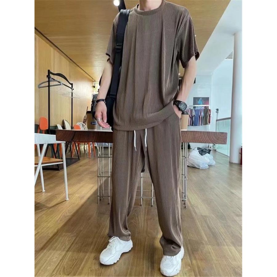 セットアップ メンズ 夏服 半袖 ジャージ 上下セット ロングパンツ