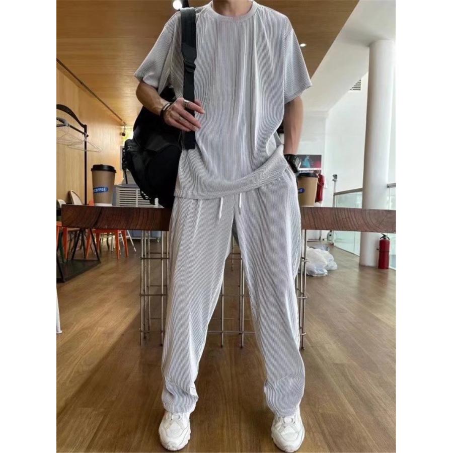 セットアップ メンズ 夏服 半袖 ジャージ 上下セット ロングパンツ