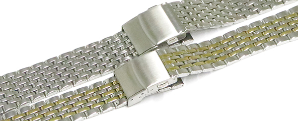 腕時計 ベルト 16mm 18mm 20mm 22mm ステンレス巻きベルト プッシュ式