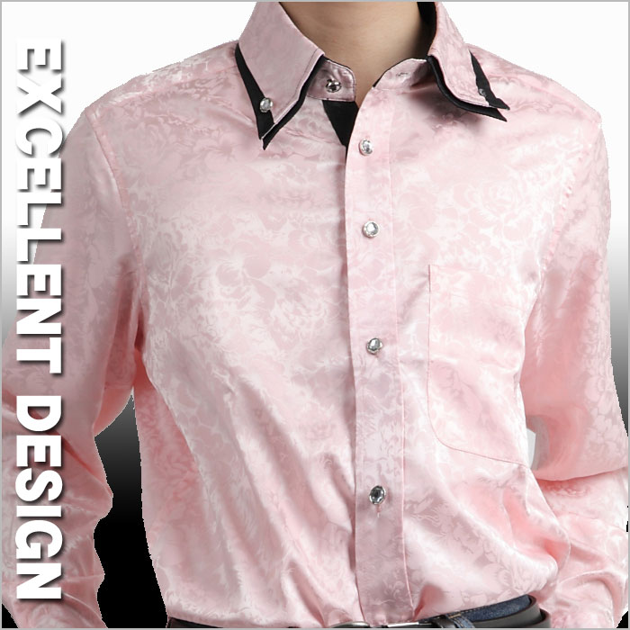 花柄シャツ メンズ バラ薔薇柄モデル ピンク 二重衿ドレスシャツ クリスタル調ボタンダウンシャツ ブランド おしゃれ Dp32 f Pk Fts メンズ通販 モテ系 ちょいワル 通販 Yahoo ショッピング