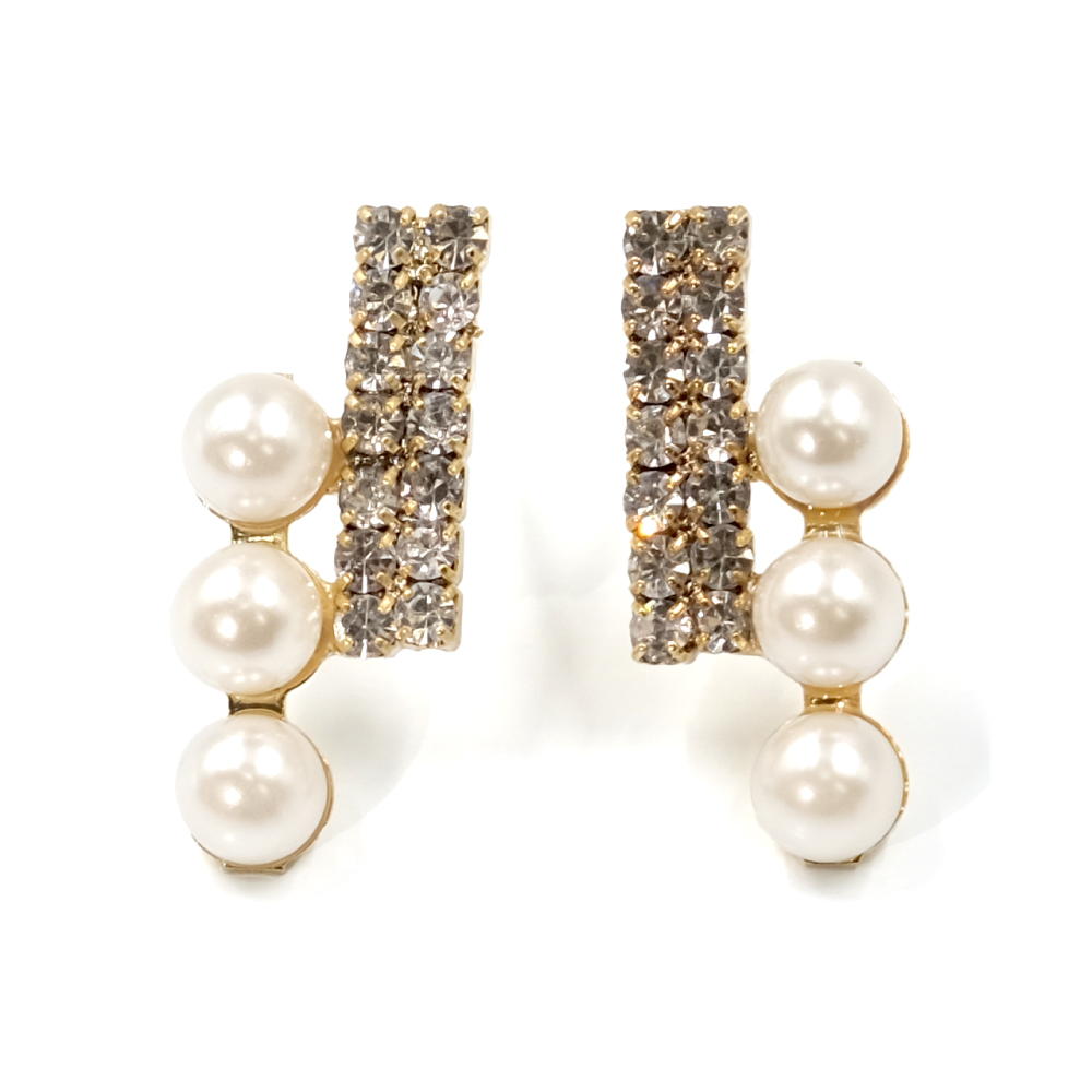 ３連バー パール 高見え ３連パール ゴールド ピアス 3連パールビジューバーピアス レディース ゴールド シルバー 小ぶり