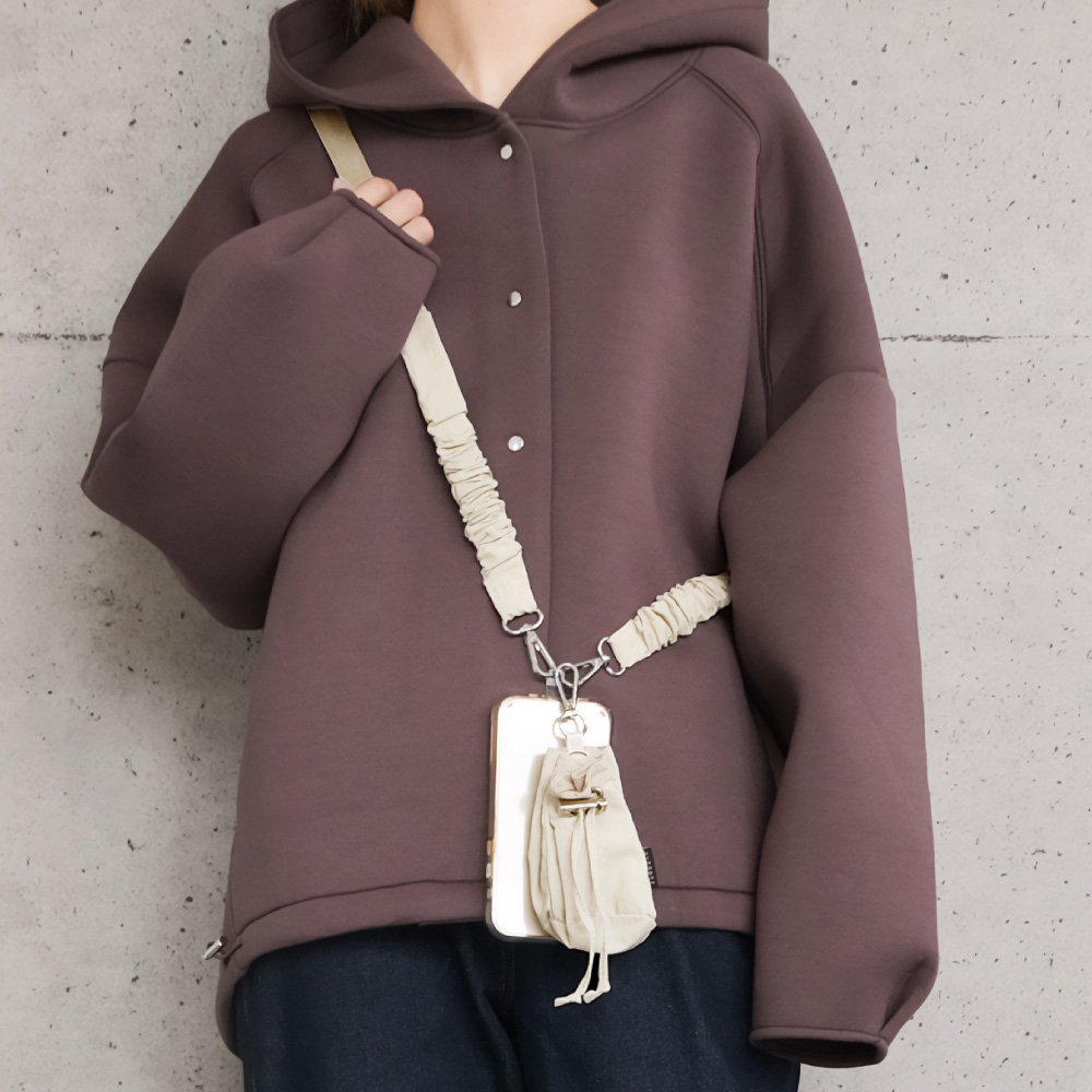 巾着ポーチ付きくしゅくしゅストラップ レディース ≪ゆうメール便配送