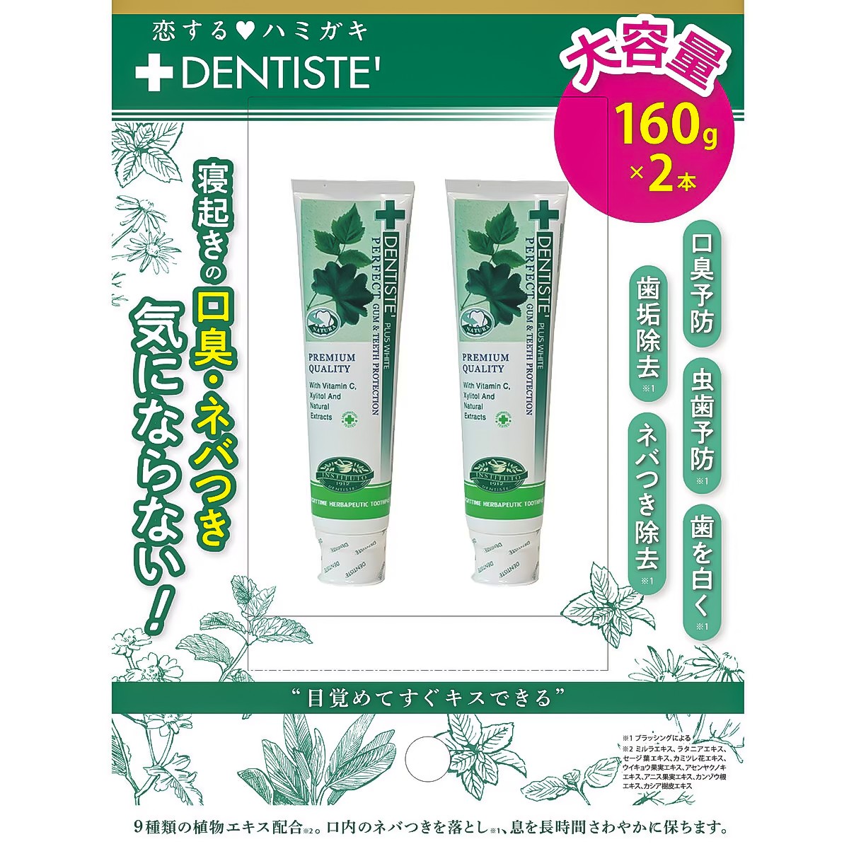 Cページ デンティス 歯磨き粉 チューブタイプ 160g x 2本 DENTISTE Toothpaste