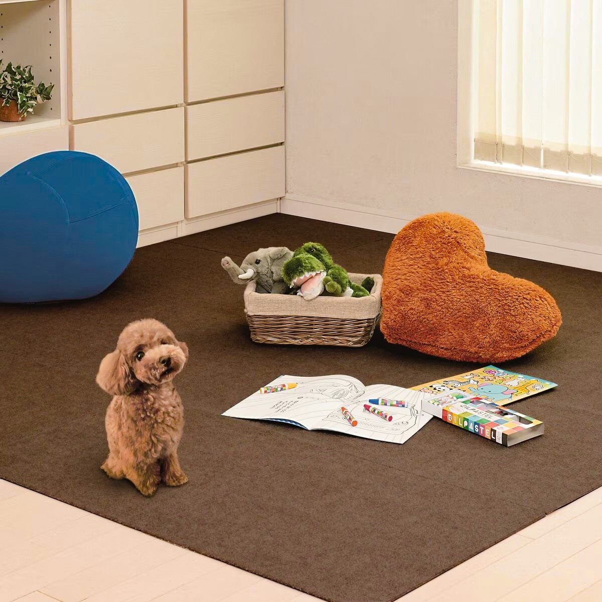 LEC（レック） 吸着タイルマット 45x45cm 16枚入り ブラウン