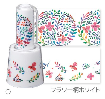 シャチハタネーム9 着せ替えパーツ クリップホルダー＆スタンド 北欧柄ピンク