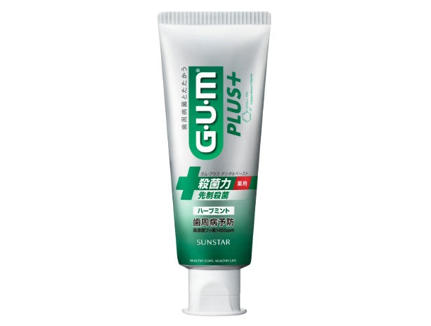 歯磨き粉 ガム プラス デンタルペースト ハーブミント 120g 1セット（2本）サンスター GUM 殺菌 高濃度フッ素配合 むし歯予防
