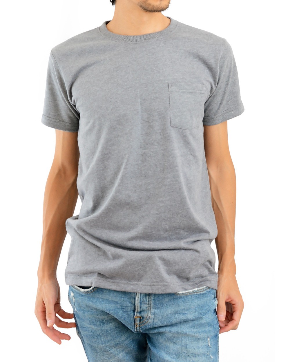 ポケット Tシャツ メンズ ティーシャツ 半袖 無地 厚手 クルーネック 