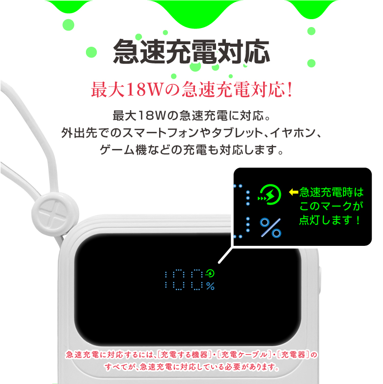 ケーブル内蔵半固体モバイルバッテリー