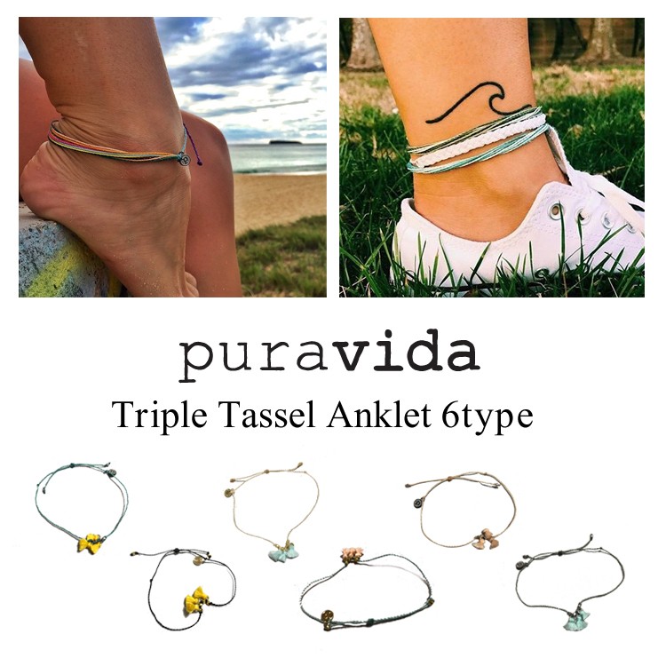 Pura Vida プラ ヴィダ アンクレット Triple Tassel Anklet