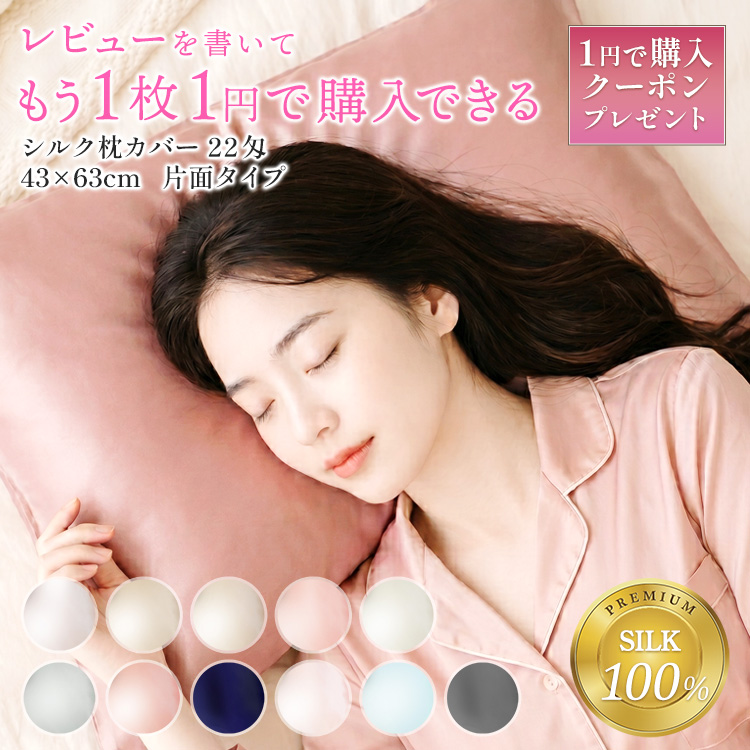 Pure Silk 枕カバー シルク100% 片面 22匁 シルク枕カバー 43cm×63cm 1枚 2枚組 封筒タイプ ファスナータイプ ヘアケア スキンケア 髪 肌 | 地球家具