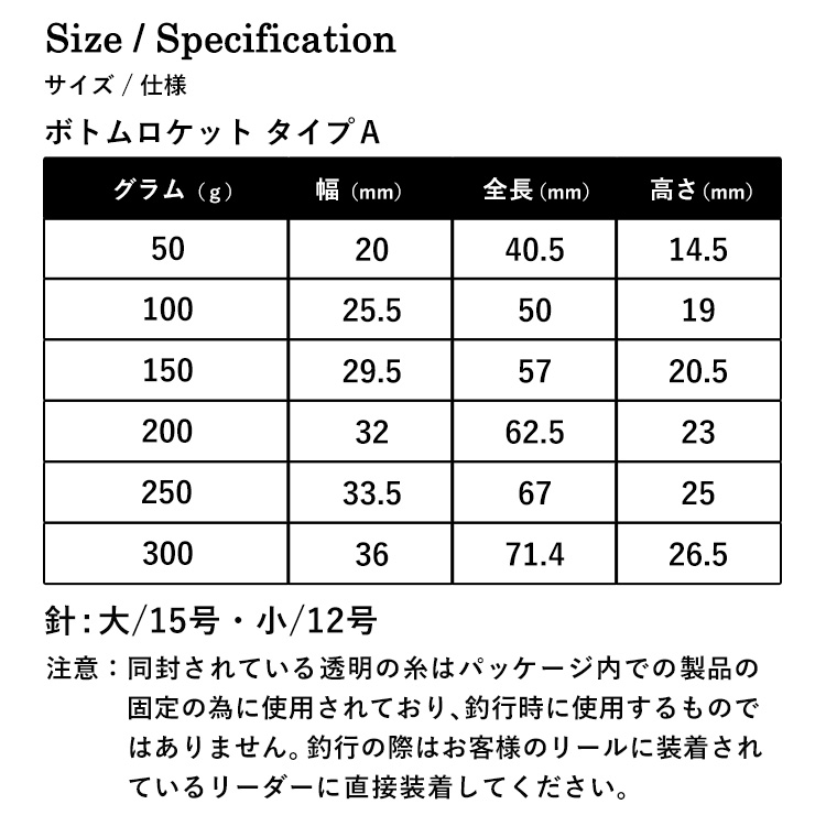 ボトムロケット タイプA 中通しテンヤ兼三角 お買い得9種セット タイラバ インチク テンヤ 300g タイラバヘッド BAKSTORM バクスト 真鯛 甘鯛の画像