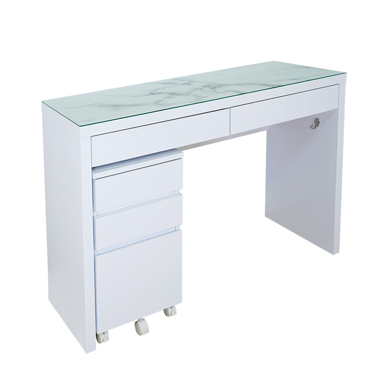 地球家具 爆買 ドレッサー ワゴンセット 幅120cm 天板マーブル柄ガラス