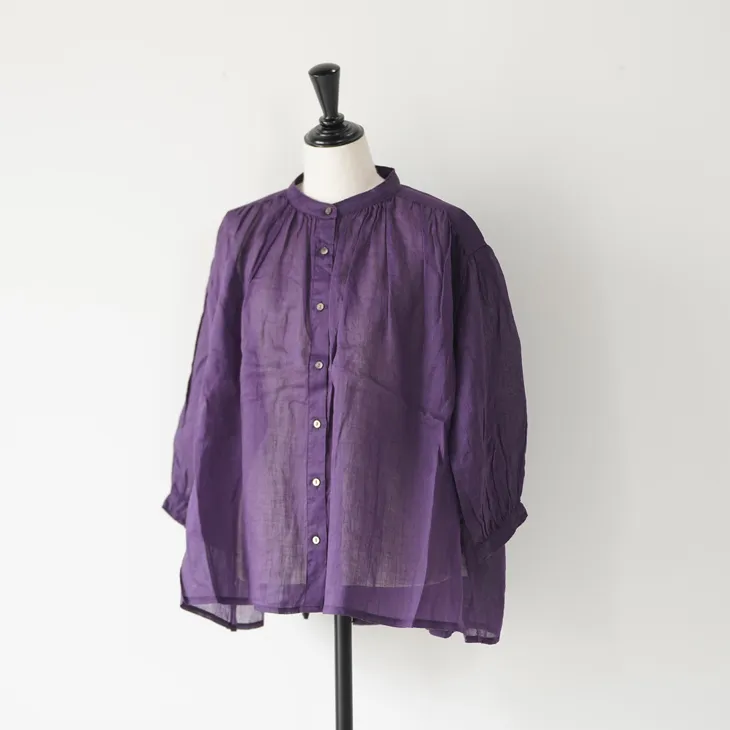 TUTIE. (ツチエ) | ラミームジ ギャザーブラウス (navy/purple