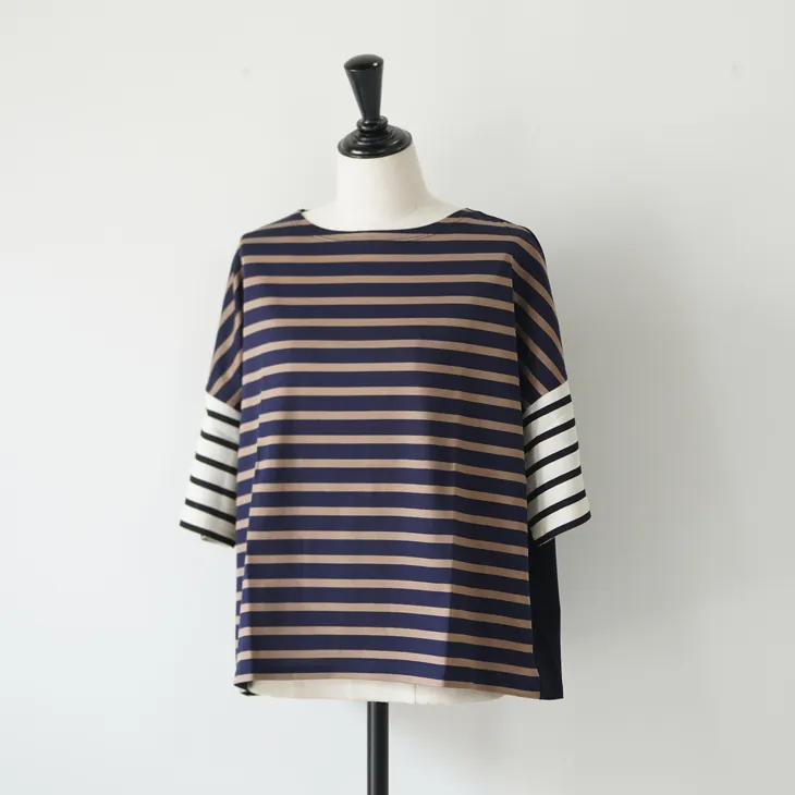 Pont de Chalons (ポンデシャロン) | クレイジーボーダーT (オフホワイトxトープ/ネイビーxベージュ) | トップス Tシャツ カットソー 半袖 Pont de Chalons (ポンデシャロン) | クレイジーボーダーT (オフ