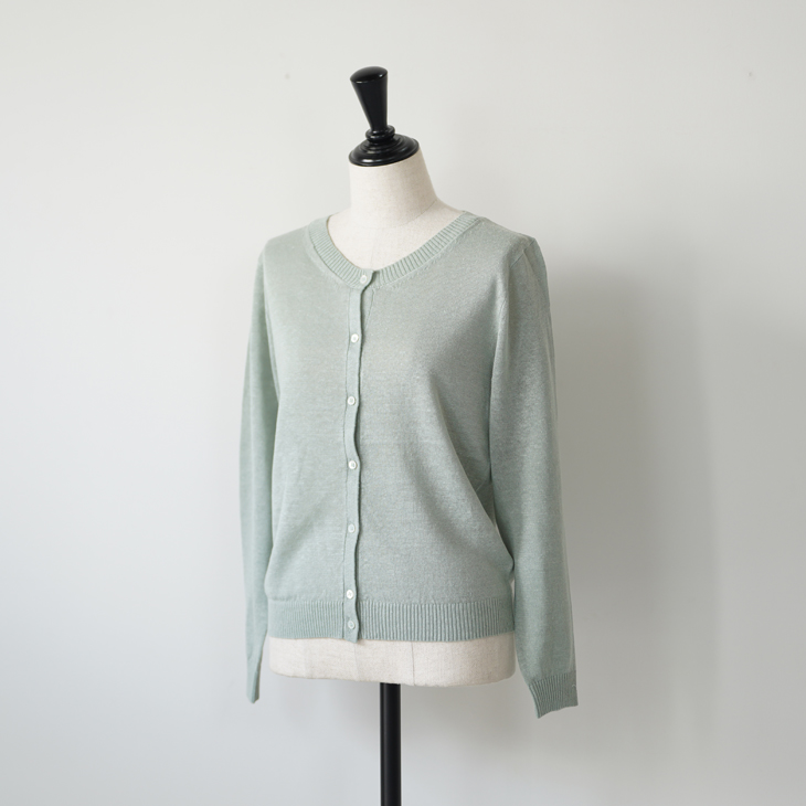 Pont de Chalons (ポンデシャロン) | リネンVネックカーデ (ecru / linen / mint) | トップス カーディガン Pont de Chalons (ポンデシャロン) | リネンVネックカーデ (ecru