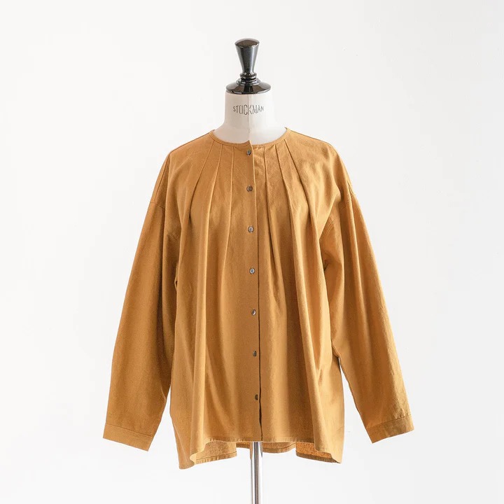 HEAVENLY (ヘブンリー) | COTTON LINEN CANVAS TUCK BLOUSE (mustard) |   コットン キャンバス ブラウス HEAVENLY (ヘブンリー) | COTTON LINEN CANVAS TUCK BLOUSE