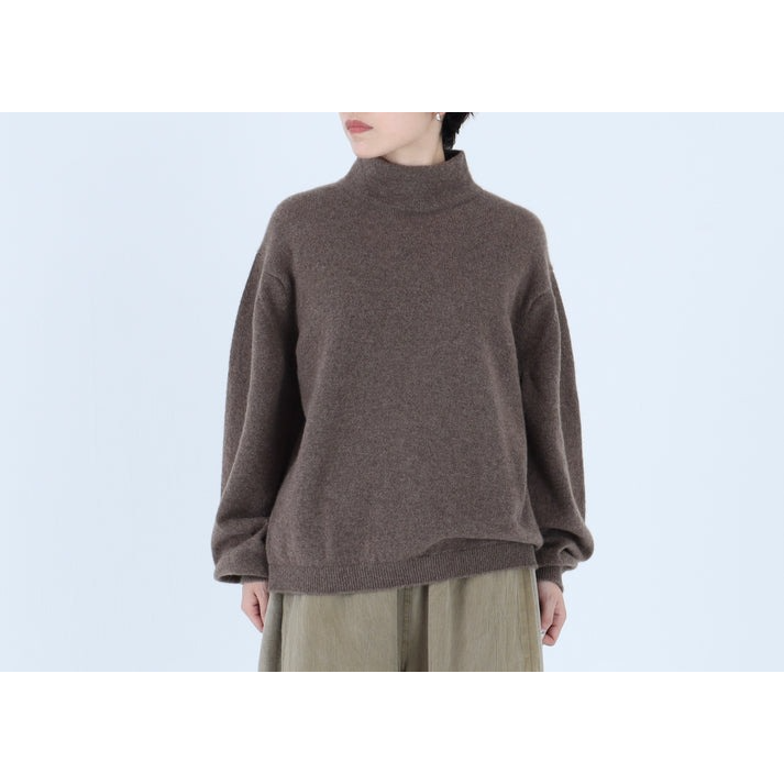 Y’sバルーンスリーブ ブラックニット 長袖 FACTORY (ファクトリー) | 24AW ヤク バルーンスリーブセーター (brown