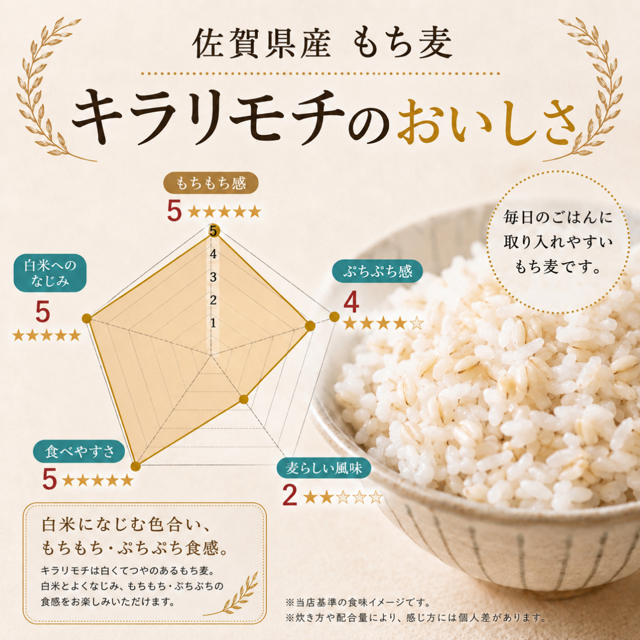 もち麦 4kg キラリモチ 国産100% 雑穀米 1kg×4袋 ジップ付き 佐賀県産