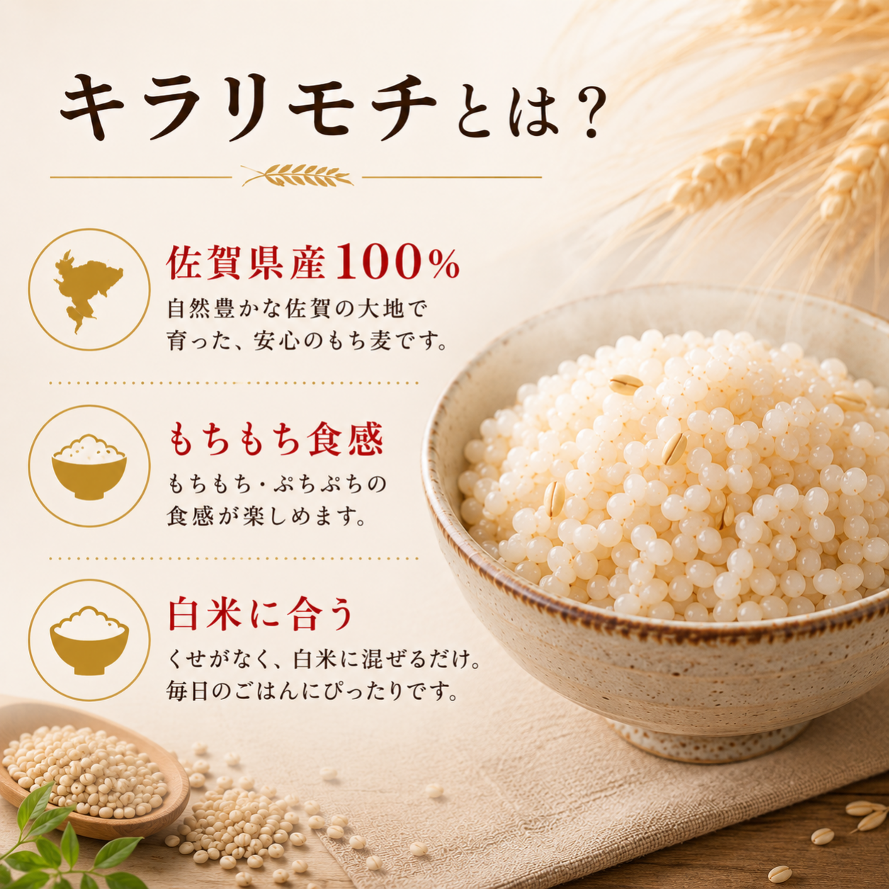 もち麦 5kg キラリモチ 国産100% 雑穀米 佐賀県産 送料無料 食物繊維 β