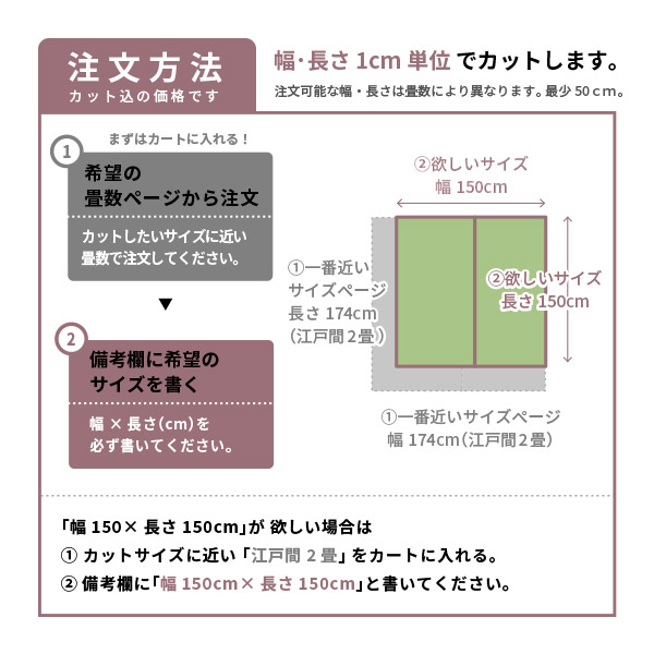 サイズオーダー 縁が選べる い草 上敷き ござ ラグ カーペット 8畳 8帖