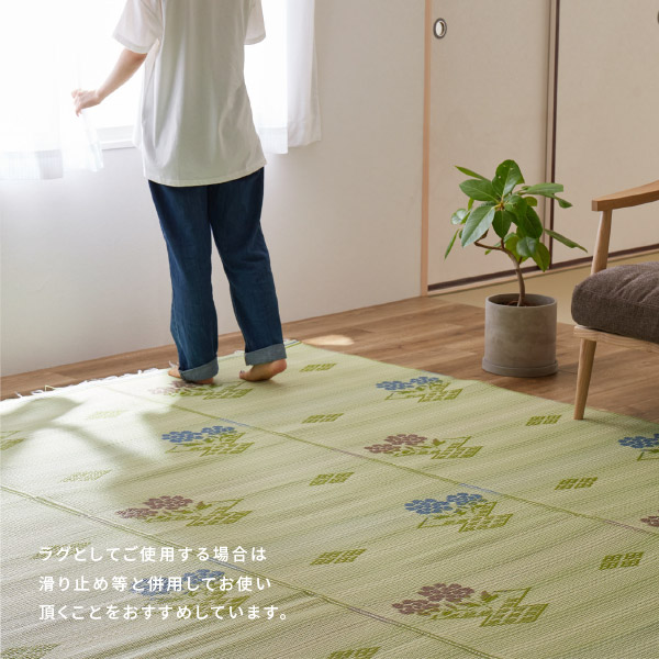 ラグ 洗える カーペット ビニール風 8畳 8帖 352×352cm 8畳 58間 い草風 花ござ たたみ風 ゴザ ござ 上敷き ペット #110結び｜hagihara6011｜11