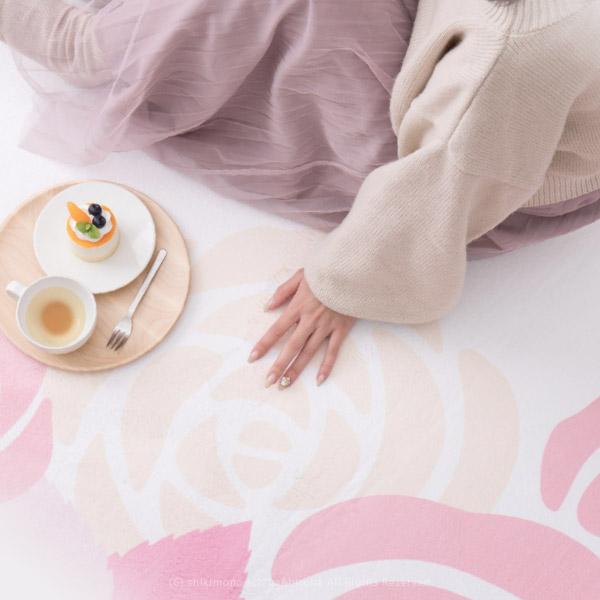 バーゲンで ラグ カーペット 2.5畳 190×190cm 花柄 ピンク バラ ホットカーペットカバー 床暖房対応 姫系 レネ2 
