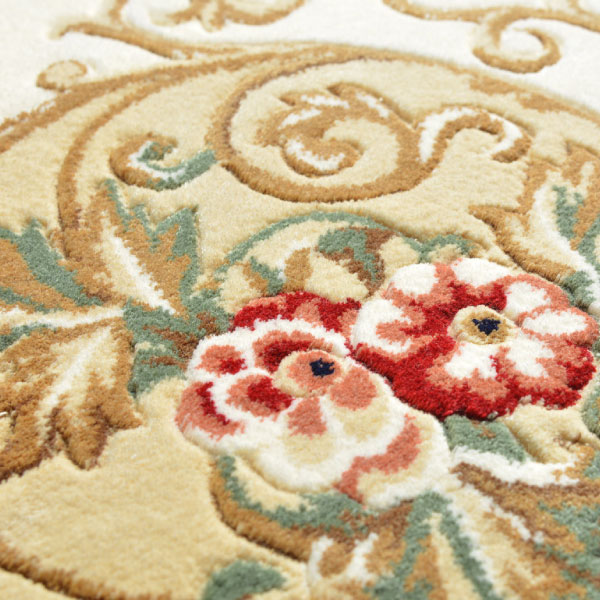 玄関マット 室内 60×90cm 絨毯柄 花柄 室内 高級感 おしゃれ ウィルトン織り メダリオン