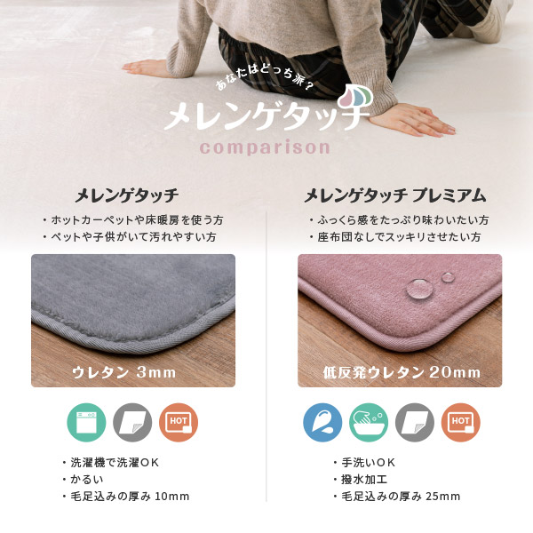 ラグ カーペット 3畳 185×240cm 厚手 低反発 撥水加工 ウレタン入り フランネル メレンゲタッチプレミアム｜hagihara6011｜24