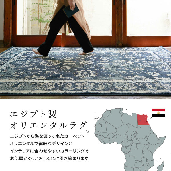 ラグ ラグマット 3畳 200×250cm オリエンタル  絨毯 厚手 ホットカーペット 床暖房対応 エジプト製 ウィルトンラグ カマル｜hagihara6011｜05