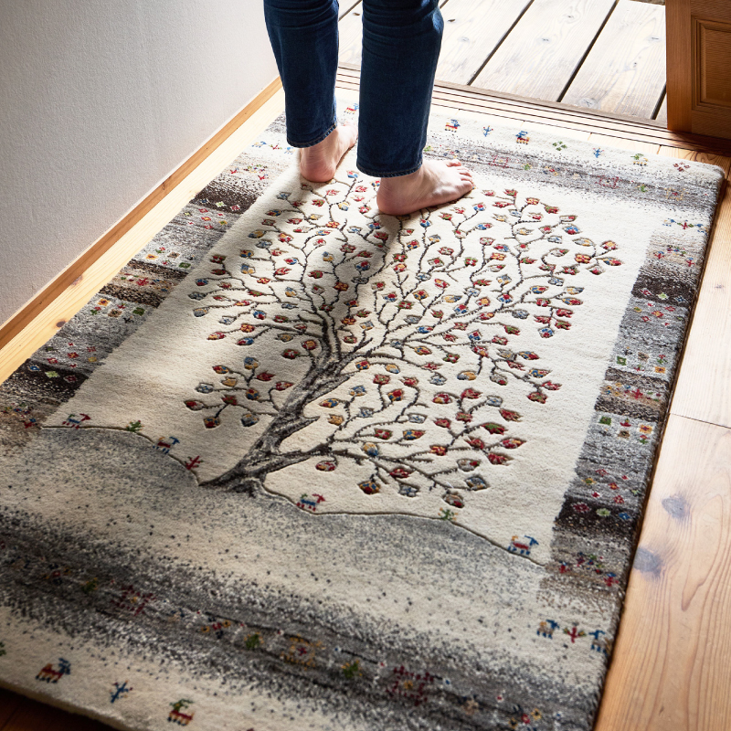 HAGiHARA（萩原） ギャッベ ラグ カーペット 約90×150cm ギャベ 手織り