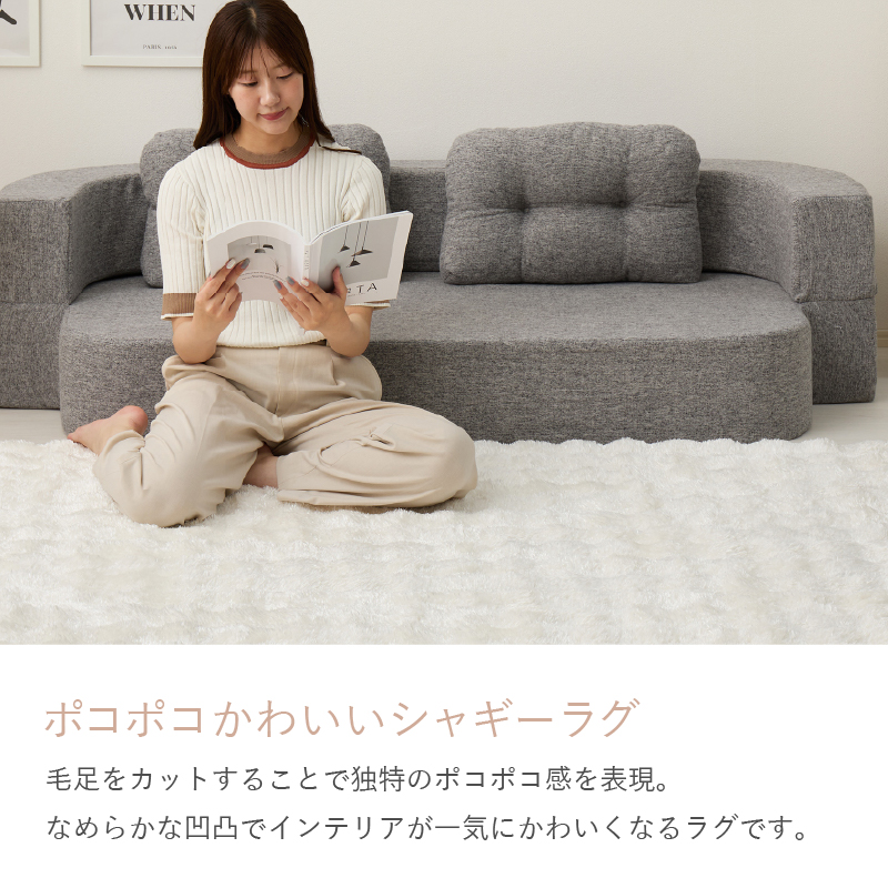 HAGiHARA（萩原） ラグ 洗える カーペット 3畳 180×240cm シャギーラグ