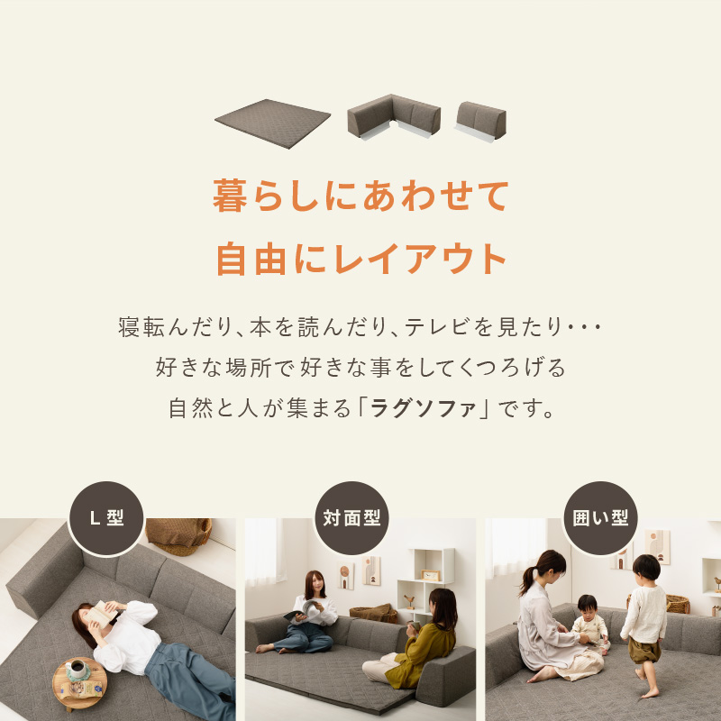 ソファラグ ソファーラグ ラグソファ 2畳 セ...の詳細画像2